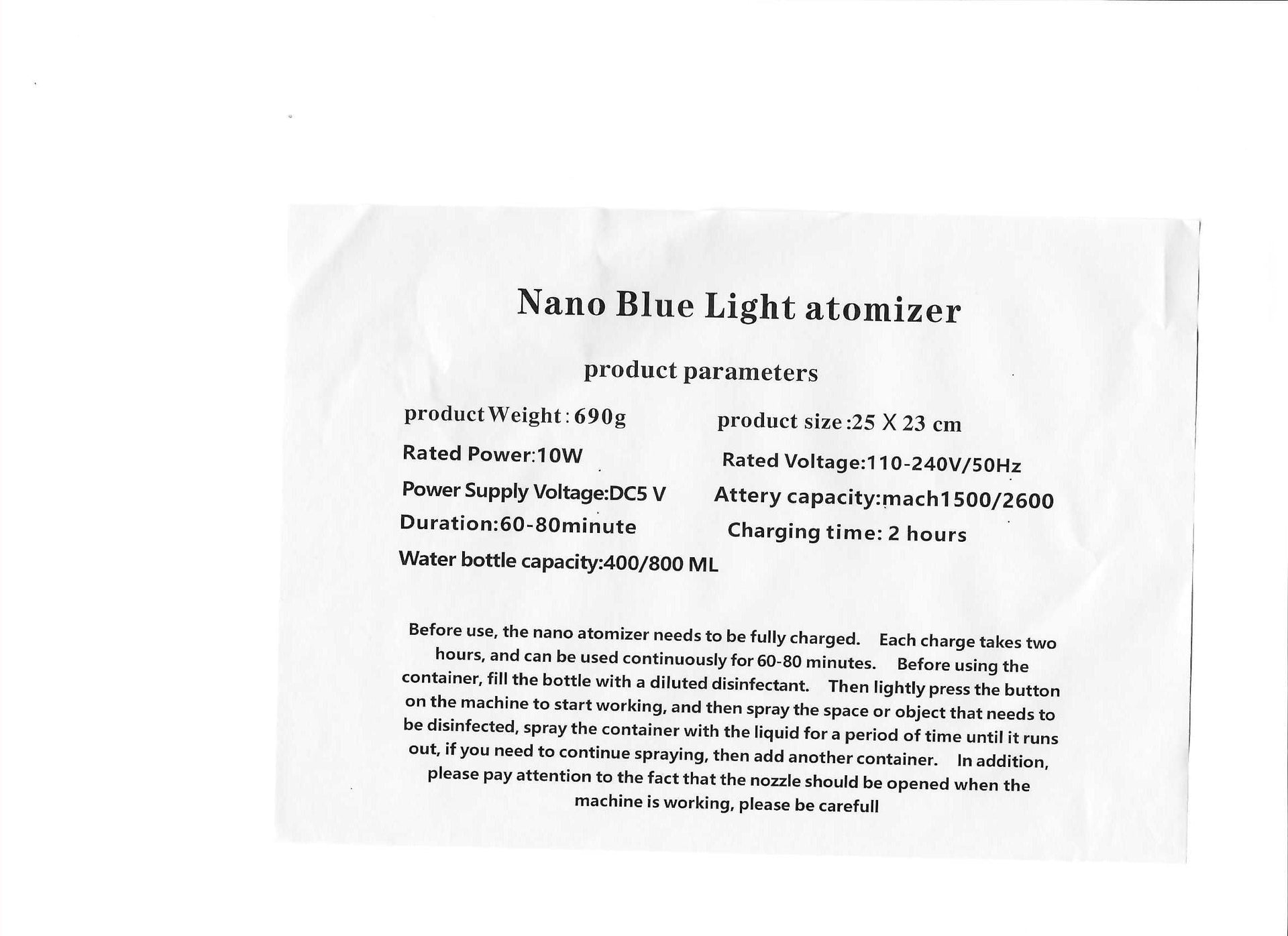 Nano Blue Light Aftershave Atomizer sprayer Gun - 2 Colors available
