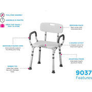 Nova Medical Bath Seat with Arms & U-Shaped Cutout - Senior.com Bath Benches & Seats