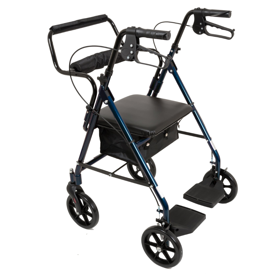 Foldable Elderly Rollator Elderly Walker with Seat, Basket and