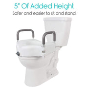 Vive Health Raised Toilet Seat with Arms - Clamp On Style - Adds 5" - Senior.com Raised Toilet Seats