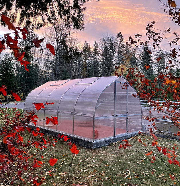 Exaco RIGA 3s Greenhouse with Curved Anodized Frame - 81 sq.ft. - Senior.com Greenhouses