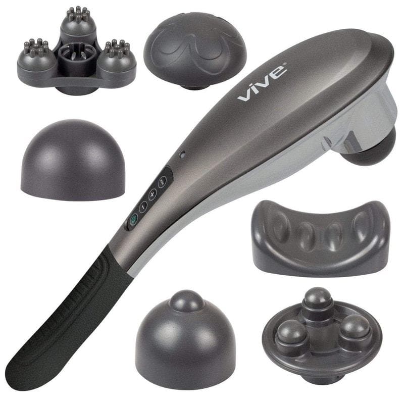 Vive Health Handheld Massager with 6 Interchangeable Massage Heads - Senior.com Massagers