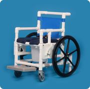 IPU Shower Access Transport Wheelchair Commode with Anti-Tip Design & Footrest - Senior.com PVC Shower Chairs