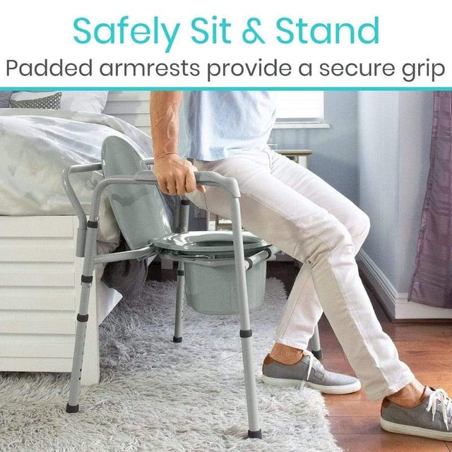 Vive Health Bariatric Bedside Commode Fits Over Standard Toilets