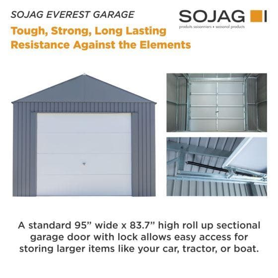Sojag Everest Steel Garage, Wind and Snow Rated Storage Building Kit - Senior.com Storage Building