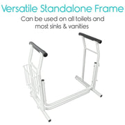 Vive Health Adjustable Stand Alone Toilet Rail with Storage - Senior.com Toilet Safety Frames