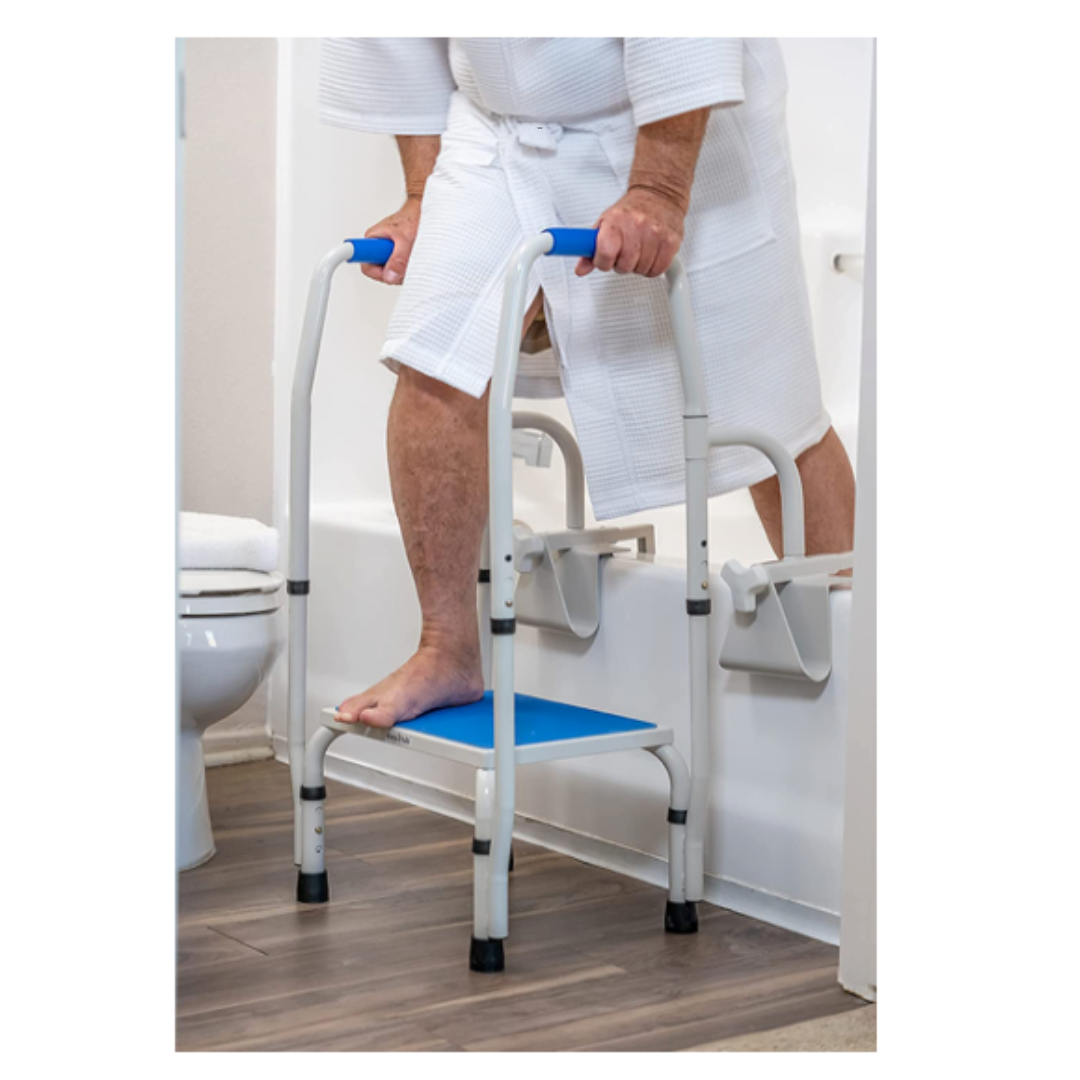 Step2Health Bathtub Step2Tub Steeping Stool w Fall Prevention Handles