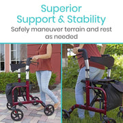 Vive Health Hybrid All-In-One Transport Chair & Rollator - Senior.com Hybrid Transport Chair/Rollators