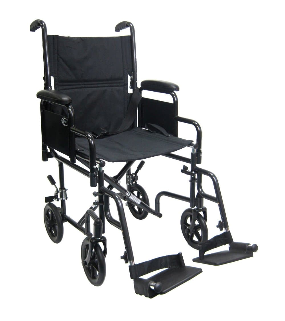 Karman Lightweight Folding Transport Wheelchair with Detachable Desk Arms - Senior.com Transport Chairs