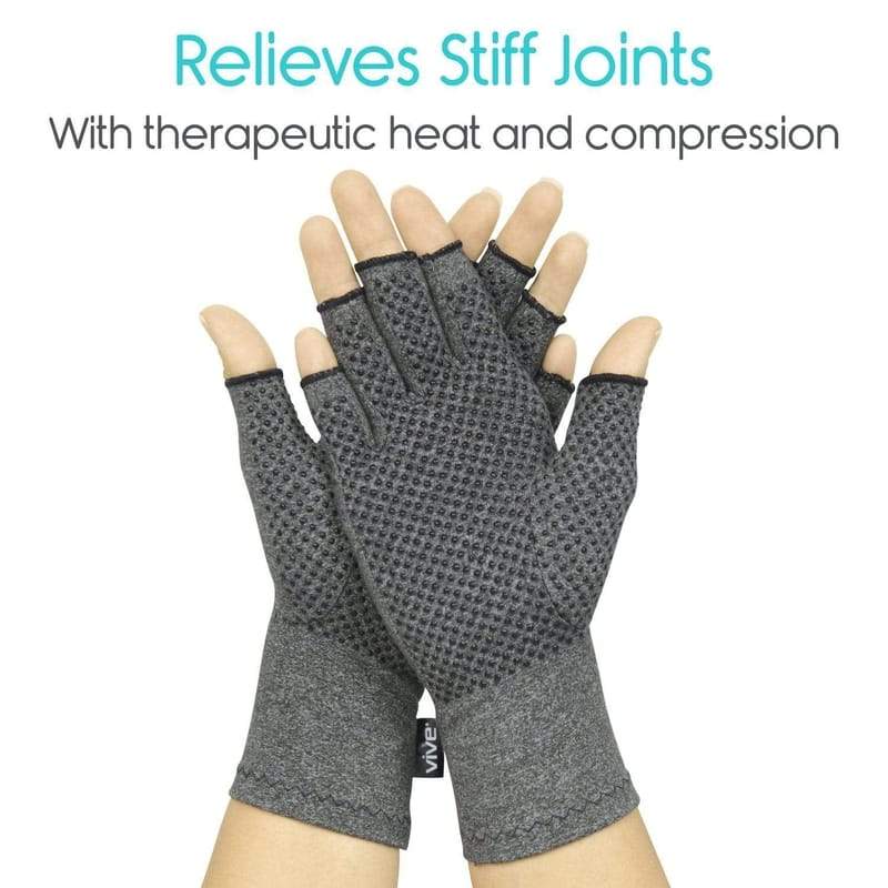Vive Health Arthritis and Carpal Tunnel Gloves with Grips - Open Finger - Pair - Senior.com Arthritis Gloves