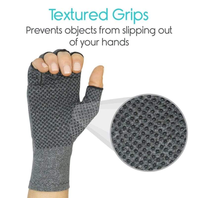 Vive Health Arthritis and Carpal Tunnel Gloves with Grips - Open Finger - Pair - Senior.com Arthritis Gloves