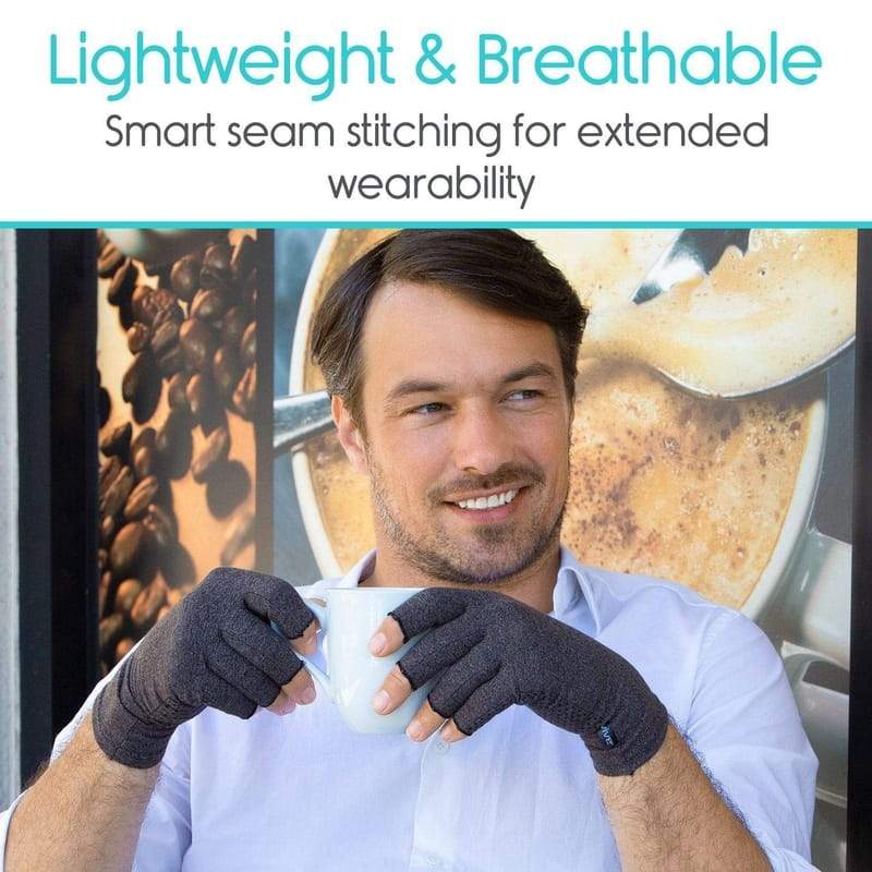Vive Health Arthritis and Carpal Tunnel Gloves with Grips - Open Finger - Pair - Senior.com Arthritis Gloves