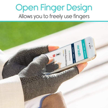 Vive Health Arthritis and Carpal Tunnel Gloves with Grips - Open Finger - Pair - Senior.com Arthritis Gloves