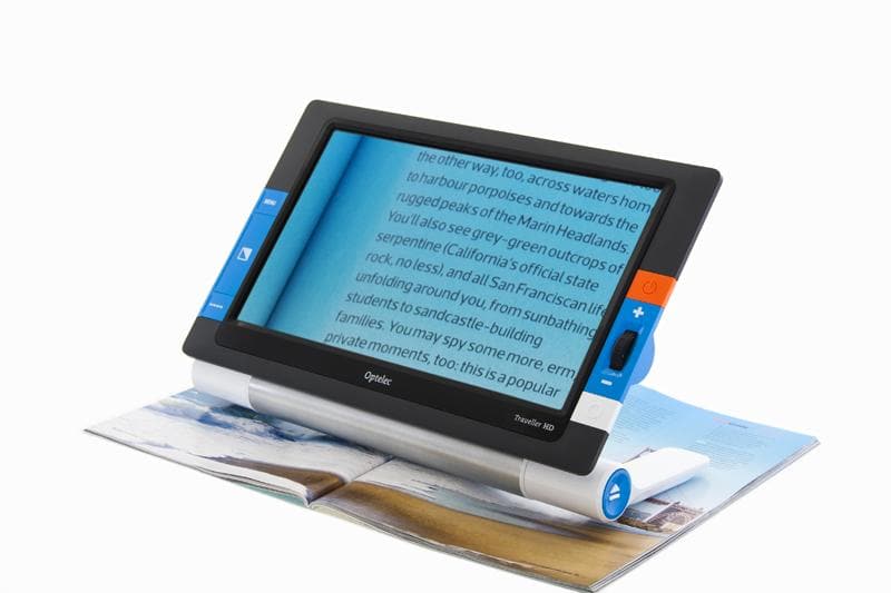 Optelec Traveller HD Portable Low Vision Video Magnifier with Large 13.3 Inch Screen - Senior.com Handheld Video Magnifiers