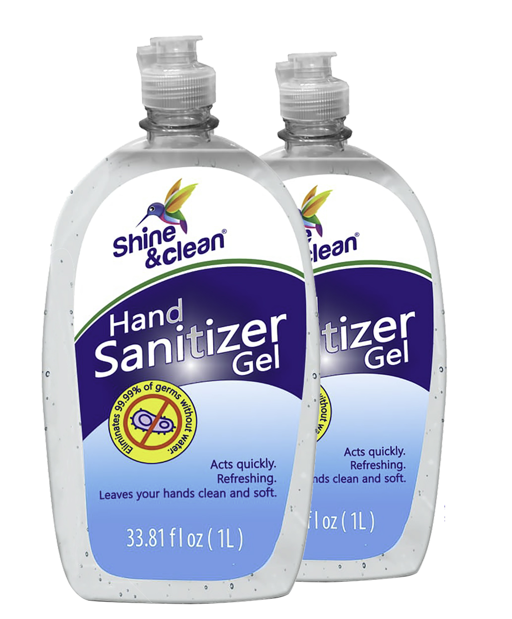 Shine & Clean XL 1 Liter Hand Sanitizer Gel - 2 Pack - Senior.com Hand Sanitizers
