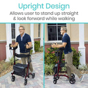 Vive Health Lightweight Folding Upright Rolling Walker Rollator - Senior.com Upright Walkers